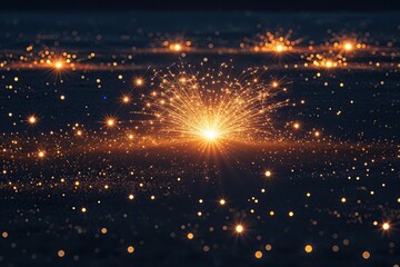 Fototapeta premium Vivid Sparkling Flare Phenomenon in a Shadowy Field