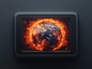 A conceptual image of Earth inside an oven, overheating from global warming