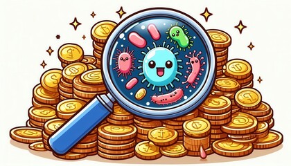Exploring microorganisms in digital currency a fun illustration for science enthusiasts