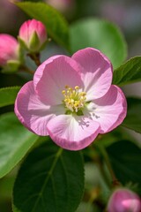 Fototapeta premium there is a pink flower that is blooming on a tree
