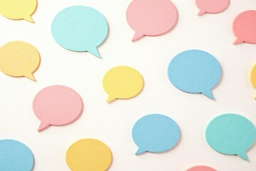 Seamless pastel speech bubble pattern on white background, vintage, communication