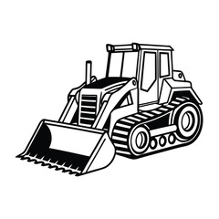 Naklejka premium Bulldozer silhouette vector