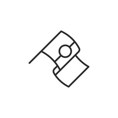 Flag Icon. Features a flag on a pole with a unique curled design, suggesting movement, change, a direction. Suitable for indicating a point of interest, a change in status. Vector illustration
