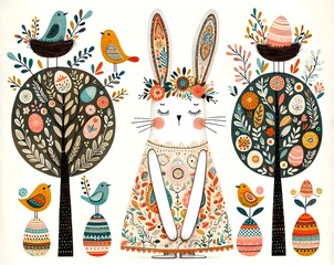 Pascua Folk: Cuentos de Conejos y Niñas Florales 