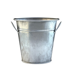 Classic Steel Bucket with Handle Isolated on Transparent Background