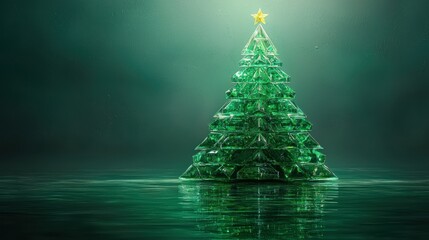 Reflective Emerald Christmas Tree: A Festive Digital Art