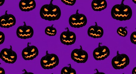 Spooky JackOLantern Pattern Purple Halloween Design AI Generated