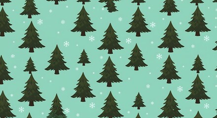 Obraz premium Winter Wonderland Seamless Pattern Green Trees AI Generated
