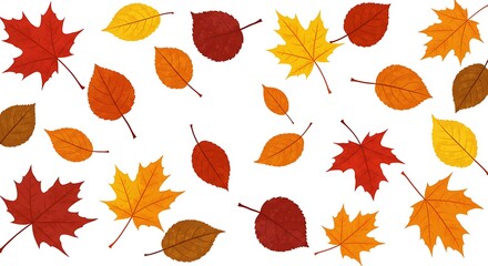 Fototapeta premium Autumn Leaves Watercolor Design Warm Colors Fall Foliage AI Generated