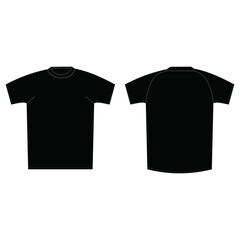 black blank short sleeve t-shirt technical drawing - front and back views