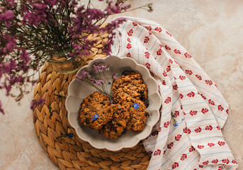 homemade cookies surrounded by flowers
