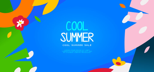 summer shopping horizontal banner illustration