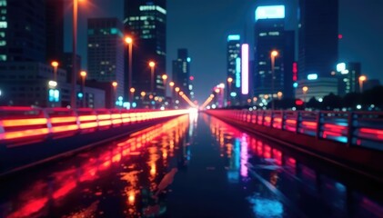 Fototapeta premium Abstract late-night city lights forming geometric shapes, late, feel