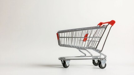 Empty shopping cart on white background
