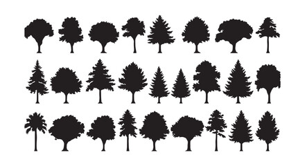 Tree silhouettes icon set