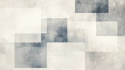 Fototapeta premium Abstract Arrangement of Rectangular Forms in Gradations of White, Background Gray, and Blue with Textured Surfaces and Translucent Layers