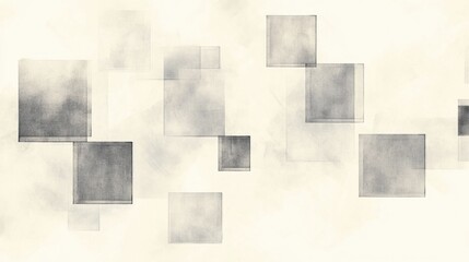 Floating Squares in a Creamy Dream An Abstract Composition of Geometric Shapes and Subtle Textures on a Pale Background