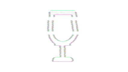 Icon wine glass is distorted. Glitch. Noise, chromatic aberration, geometric distortion