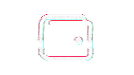 Icon wallet is distorted. Glitch. Noise, chromatic aberration, geometric distortion