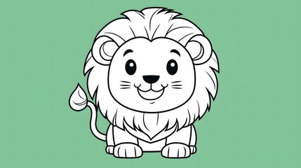 Naklejka premium Cute cartoon lion illustration digital art playful environment whimsical viewpoint fun concept for kids