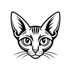 Fototapeta premium Cat head silhouette, line art cat head on white background