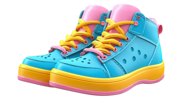 Eye catching modern sneakers featuring a vibrant geometric pattern and bold color scheme creating a stylish and dynamic look