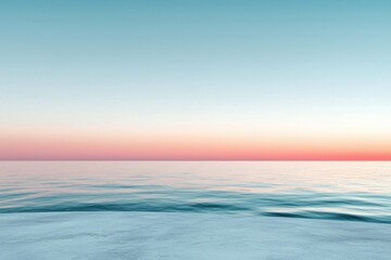 Obraz premium Tranquil sunrise over the ocean soft gradient of pale blue to white background minimalist seascape calm environment serene viewpoint conceptual nature imagery