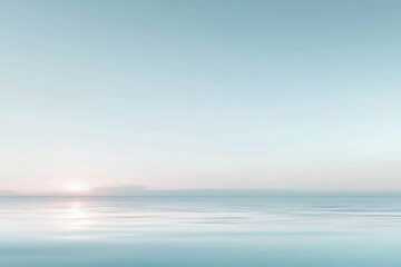 Obraz premium Minimalist sunrise over calm waters coastal landscape photography soft gradient background tranquil environment serene viewpoint conceptual art