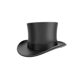 Elegant Black Top Hat on a Transparent Background