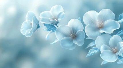 Serene Blue Blossoms: A Pastel Dream of Spring Flowers