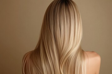 Fototapeta premium Radiant Hair: A model showcases flowing, sun-kissed blonde hair, with each strand catching the light in a stunning display of natural beauty and health.