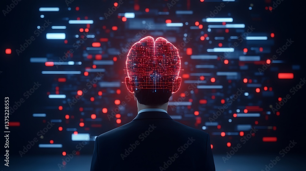 Poster analyzing the future of artificial intelligence through a digital brain interface