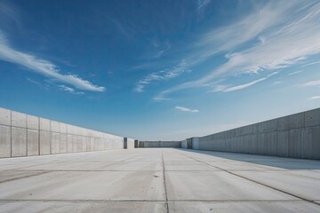 Obraz premium Vast Concrete Terrain Beneath a Clear Blue Sky