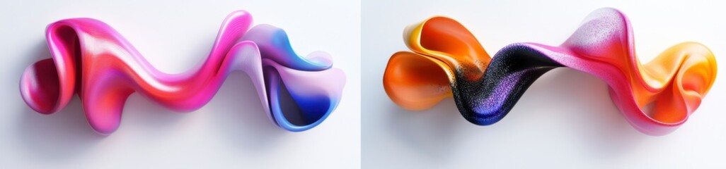 Obraz premium Elegant Curved Sculptures in Vibrant Pink and Orange Tones