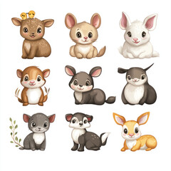 Fototapeta premium set of cartoon animals