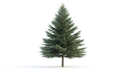 A realistic detailed digitally rendered evergreen tree against a white background