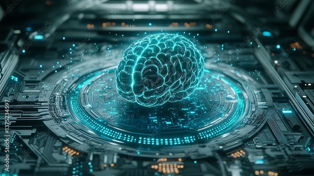 Poster exploring the intersection of artificial intelligence and neural networks in modern technology