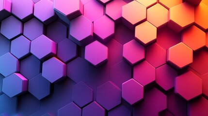 Abstract Hexagon Pattern Background Colorful Geometric Design 3D Render Graphic