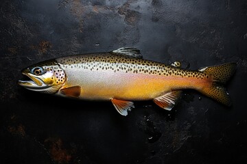Obraz premium A close up image showcases a single fish on dark surface