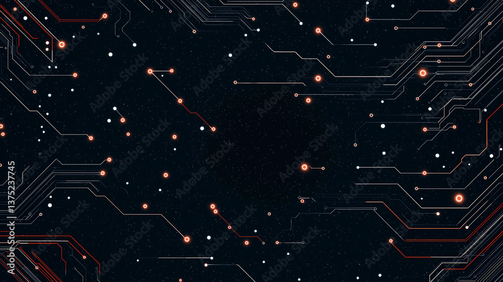 Canvas Prints cybernetic canvas: an abstract depiction of intricate circuitry with a modern dark aesthetic, sparki