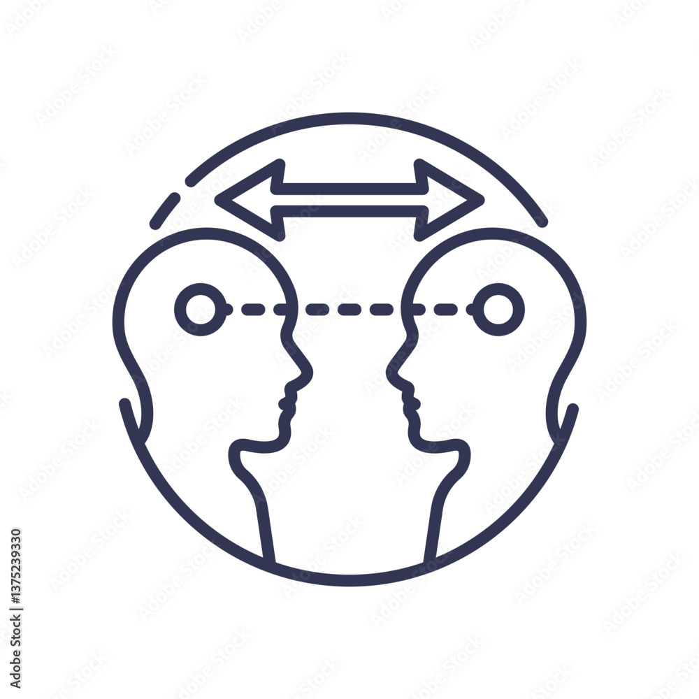 Wall mural two heads with arrows symbolize interactive learning and knowledge exchange.