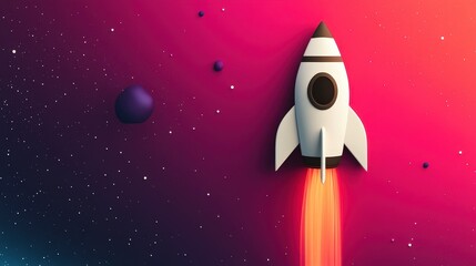 Vibrant Rocket Launch Invitation for a Space-Themed Birthday Celebration