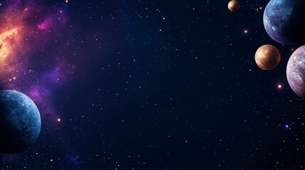 Galactic Birthday Invitation with Dark Space Background and Colorful Planets