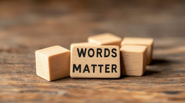 Close-Up Shot of Wooden Scrabble Tiles Spelling Out the Phrase "WORDS MATTER"