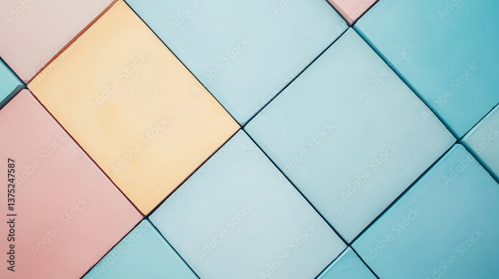 Poster colorful pastel tiles arranged in geometric pattern create vibrant and minimalistic aesthetic