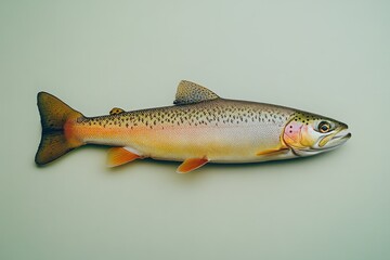 Naklejka premium A detailed photograph of a rainbow trout against a plain background