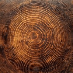 Fototapeta premium Texture of Time: An intimate, close-up view of a cross-section of a tree trunk, showcasing the concentric rings that chronicle its life, with the deep.