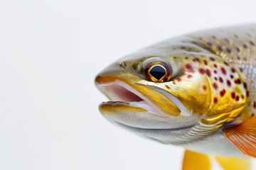 Detailed close up shot of a beautiful fish face profile