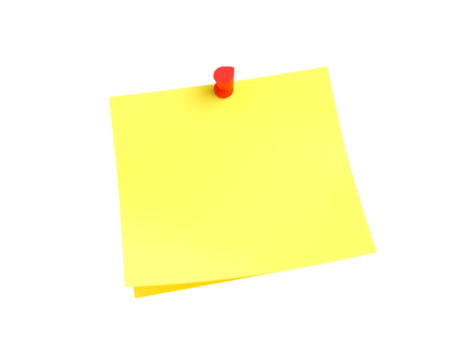 Yellow Sticky Note with Red Pin