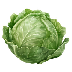 Fototapeta premium Fresh green cabbage isolated on a transparent background